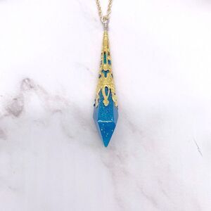 Blue ornate Pendulum Pendant Necklace